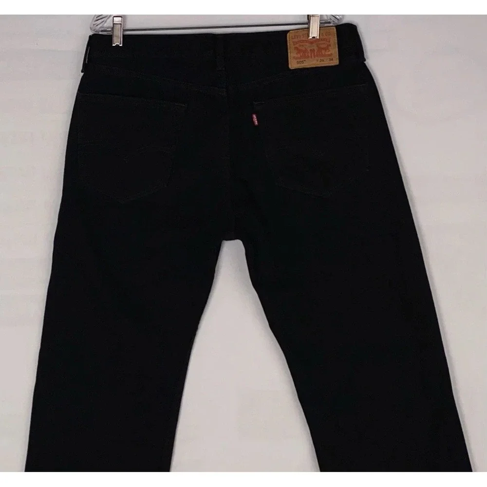Levis Mens 505 Regular Fit Straight‎ Leg Jeans W36 L34 Black Denim